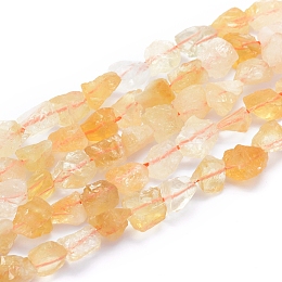 Honeyhandy Raw Rough Natural Citrine Beads Strands, Nuggets, 6~12x6~10x5~8mm, Hole: 0.7mm, about 48pcs/strand, 15.75 inch(40cm)