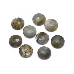 Honeyhandy Natural Labradorite Cabochons, Half Round, Faceted, 10x4.5mm