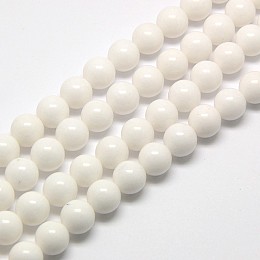 Honeyhandy Natural Malaysia Jade Bead Strands, Round Dyed Beads, White, 10mm, Hole: 1mm, about 38pcs/strand, 15 inch