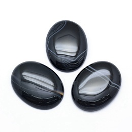 Honeyhandy Natural Banded Agate Cabochons, Oval, 40x30x7.5~8mm