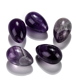 Honeyhandy Natural Amethyst Pendants, Easter Egg Stone, 31x20x20mm, Hole: 2mm