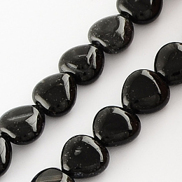 Honeyhandy Dyed Natural Black Onyx Beads Strands, Heart, Black, 10x10x5mm, Hole: 1mm, about 40pcs/strand, 15.3 inch