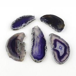 Honeyhandy Dyed Mixed Shape Natural Agate Gemstone Big Pendants, Dark Slate Blue, 39~85x26~62x5~6mm, Hole: 2mm