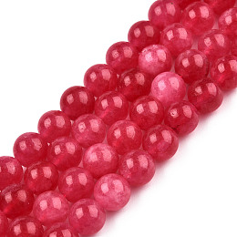 Honeyhandy Natural Quartz Beads Strands, Dyed & Heated, Imitation Rhodochrosite, Round, Crimson, 8~8.5mm, Hole: 1.2mm, about 46pcs/strand, 14.96 inch(38cm)