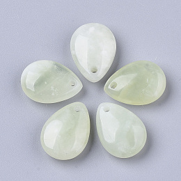 Honeyhandy Natural New Jade Pendants, Teardrop, 18x13x6mm, Hole: 1.6mm