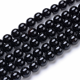 Honeyhandy Natural Black Onyx Round Bead Strands, Dyed, 12~12.5mm, Hole: 1.5mm, about 30pcs/strand, 15.5 inch