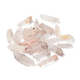 Honeyhandy (Defective Closeout Sale: Border damaged), Natural Quartz Crystal Pointed Beads, No Hole/Udrilled, Hexagonal Prisms, 24~45.5x9.5~13.5x6~9mm, about 100pcs/400g