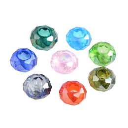 NBEADS 100PCS Faceted Crystal Glass Beads, Large Hole Rondelle Spacer Beads 14mm Fit European Bracelet Charms