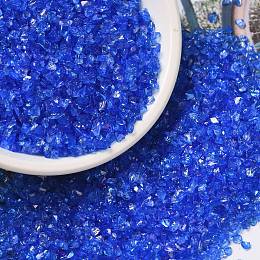 Honeyhandy Transparent Electroplate Crushed Glass Craft, AB Color Plated, Irregular Glass Chips, for Nail Arts DIY Vase Filler, Blue, 1.5~2x1.5~2mm