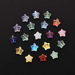 Honeyhandy 20Pcs Spray Painted Glass Beads, Mixed Style, Star, Mixed Color, 8x8.5x4mm, Hole: 1mm