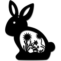 CREATCABIN Metal Wall Art Rabbit Decor Wall Hanging Plaques Ornaments Iron Wall Art Sculpture Sign for Indoor Outdoor Home Living Room Kitchen Garden Office Decoration Gift Black 9.4 x 7.9inch