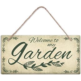 Arricraft Garden Plastic Plaque Colorful Hanging Door Sign Rustic Door Plate with Jute Twine Funny Wall Door Decor for Front Door Farmhouse Garden Coffee Shop Bar Decoration 5.9x11.8in