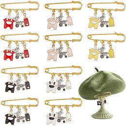 PandaHall Elite 10Pcs 5 Color Safety Brooches Sweater Shawl Clip with Milk Bottle Golden Neckline Brooches for Women Clothing Dress Decoration Accessories Pant Waist Tightener Safety Pins