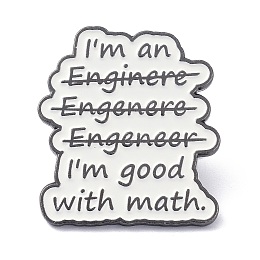 Honeyhandy Alloy Enamel Brooch, Enamel Pin, Word I'm Good with Math, White, 28x25x11mm