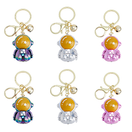 DICOSMETIC 6Pcs 3 Colors Cute Astronaut Key Ring Acrylic Spaceman Keychain With Sonance Bell Keyring Suitable For Key Loss Prevention Bag Ornament Key Hanging Decoration