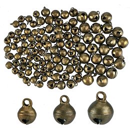 CHGCRAFT 240Pcs 3 Sizes Mini Jingle Bell Vintage Bronze Small Elliptical Antique Brass Bell for Crafts and Christmas Halloween Festival Decor,8-12mm