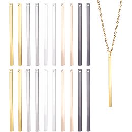 PandaHall Elite 20pcs 18K Gold Plated Bar Charms 6 Colors Vertical Pendants 40mm Geometric Pendants Charms Brass Bar Stamping Blank Pendants for Simple Y Necklace Bracelet Jewelry Making