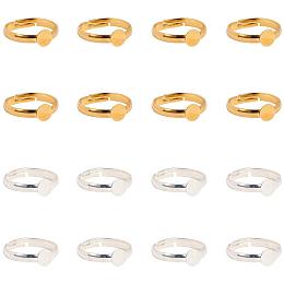 PandaHall Elite Ring Blanks, 40pcs 17mm Adjustable Ring Base Blank with 6mm Flat Base Gold Silver Blank Finger Rings Cabochon Base Bezel for Ring Blanks Making Kit