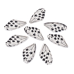 Honeyhandy Spring and summer series Acrylic Pendants, for Earring Making, Butterfly Wing, White, 39.5x19.5x2mm, Hole: 1.5mm