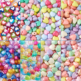 Honeyhandy Mixed Style Acrylic Beads, Heart, Mixed Color, 800pcs/set