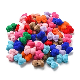 Honeyhandy Flocky Acrylic Beads, Bear, Mixed Color, 19x16x12mm, Hole: 2.2mm