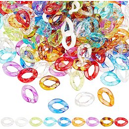 SUPERFINDINGS About 180pcs 9 Colors 23x17x4.5mm Transparent Acrylic Open Linking Rings Twist Imitation Leopard Skins Link Connectors Plastic Bag Chain Link Set for Jewelry Chains Making