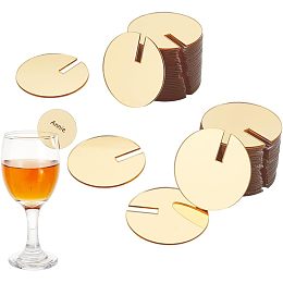 AHANDMAKER 60 Pcs Acrylic Gold Round Drink Tags Party Drink Tag, Drink Markers Blank Acrylic Tags Mirror Acrylic Disc Drink Tag for Wedding Birthday Party Bar Wine Tasting Party Decoration