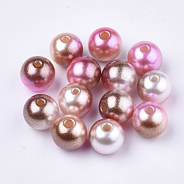 Honeyhandy Rainbow ABS Plastic Imitation Pearl Beads, Gradient Mermaid Pearl Beads, Round, Saddle Brown, 5.5~6x5~5.5mm, Hole: 1.5mm, about 5000pcs/500g