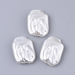 Honeyhandy ABS Plastic Imitation Pearl Beads, Rectangle, Creamy White, 25x18x6.5mm, Hole: 1.4mm, about 300pcs/500g