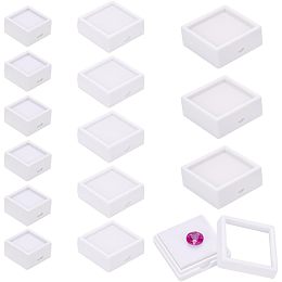 BENECREAT 24PCS 3 Size Gemstone Display Boxes with Clear Lid and Sponge, Jewelry Storage Box Organizer Case for Coins, Medallions, Antique, Jewelry, Small Gifts Packing