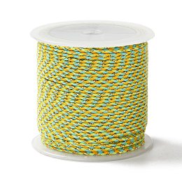 Honeyhandy 4-Ply Cotton Cord, Handmade Macrame Cotton Rope, with Gold Wire, for String Wall Hangings Plant Hanger, DIY Craft String Knitting, Yellow Green, 1.5mm, about 21.8 yards(20m)/roll