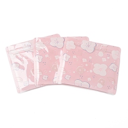 Honeyhandy Plastic Zip Lock Bag, Storage Bags, Self Seal Bag, with Top Seal, Cartoon, Pink, Flower Pattern, 10x10.8x0.15cm, Unilateral Thickness: 2.7 Mil(0.07mm), 100pcs/bag