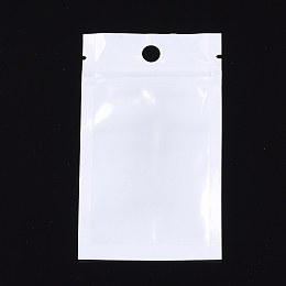 Honeyhandy Pearl Film Plastic Zip Lock Bags, Resealable Packaging Bags, with Hang Hole, Top Seal, Rectangle, White, 10x6cm, inner measure: 7x5cm