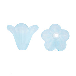Honeyhandy Frosted Acrylic Beads, Flower, Light Cyan, 10x13.5mm, Hole: 1.8mm, about 1600pcs/500g