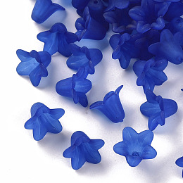 Honeyhandy Transparent Acrylic Beads, Frosted, Flower, Blue, 17.5x12mm, Hole: 1.5mm, about 770pcs/500g