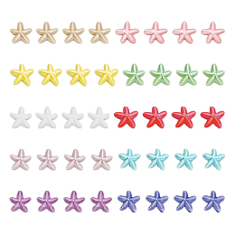 CHGCRAFT 40Pcs 10 Colors Handmade Porcelain Beads, Rainbow Glazed Porcelain, Starfish, Mixed Color, 17.5x17x5.5mm, Hole: 1.5mm, 4pcs/color