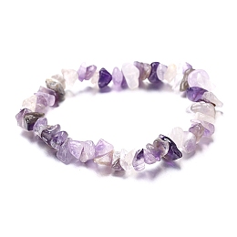 Honeyhandy Natural Amethyst Chips Beaded Stretch Bracelet for Women, 6-3/4~8-5/8 inch(17~22cm)