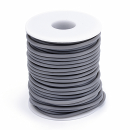 Honeyhandy Hollow Pipe PVC Tubular Synthetic Rubber Cord, Wrapped Around White Plastic Spool, Gray, 2mm, Hole: 1mm, about 54.68 yards(50m)/roll