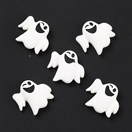 Honeyhandy Ghost Opaque Resin Cabochons, for Halloween, White, 19x22x7mm