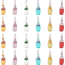 SUNNYCLUE 24Pcs 6 Colors Wine Bottle Charms Resin Pendants with Loop Earring Necklace Keychain for Starter DIY Jewellery Making Accessories