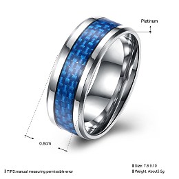 Honeyhandy Men's Titanium Steel Finger Rings, Wide Band Ring, Blue, Platinum, US Size 10(19.8mm)