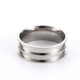 Honeyhandy 201 Stainless Steel Ring Core Blank for Inlay Jewelry Making, Double Channel Beveled Edge Ring, Stainless Steel Color, Size 10, Inner Diameter: 20mm