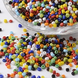 ARRICRAFT 12/0 Opaque Colours Round Glass Seed Beads, Mixed Color, 2~3x1.5~2mm, Hole: 0.8~1mm, about 4100pcs/bag