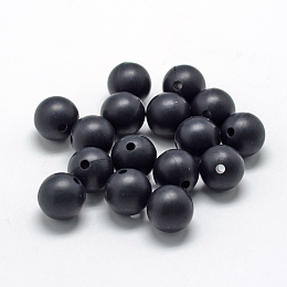 Honeyhandy Food Grade Eco-Friendly Silicone Beads, Round, Black, 12mm, Hole: 2mm