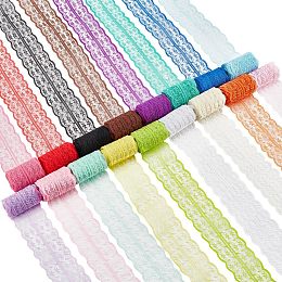 BENECREAT 17Pcs 34 Yard Polyester Floral Lace Trims, 17 Colors 1-5/8 inch Wide Wavy Trim Lace Ribbon for Sewing and Art Craft Projects, (2 Yards/pcs)