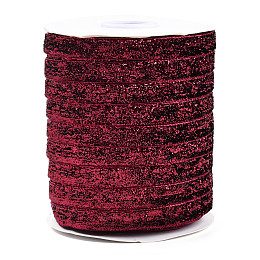 Honeyhandy Glitter Sparkle Ribbon, Polyester & Nylon Ribbon, Dark Red, 3/8 inch(9.5~10mm), about 50yards/roll(45.72m/roll)