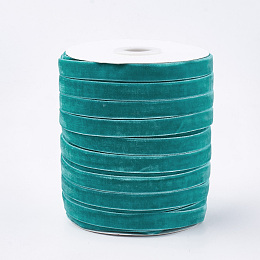 Honeyhandy Single Face Velvet Ribbon, Light Sea Green, 3/8 inch(9.5~10mm), about 50yards/roll(45.72m/roll)