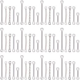 DICOSMETIC 100Pcs 5 Style Stainless Steel Bar Connectors 2 Hole Stick Strip Earrings Rectangle Small Charm Links Metal Jewelry Connectors for Jewelry Making DIY Findings