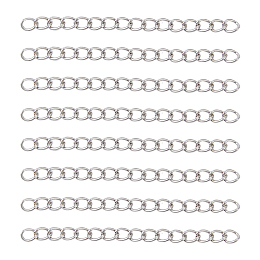 DICOSMETIC 150Pcs 304 Stainless Steel Curb Chains Extender, End Chains, Stainless Steel Color, 51mm