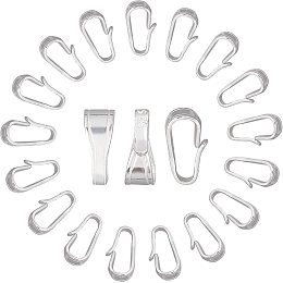 CREATCABIN 1 Box 20Pcs Pinch Clip Clasps 925 Sterling Silver Plated Brass Snap on Bails Charms Pendants Holder Hook Chain Connectors for DIY Jewelry Making Necklaces Accessory